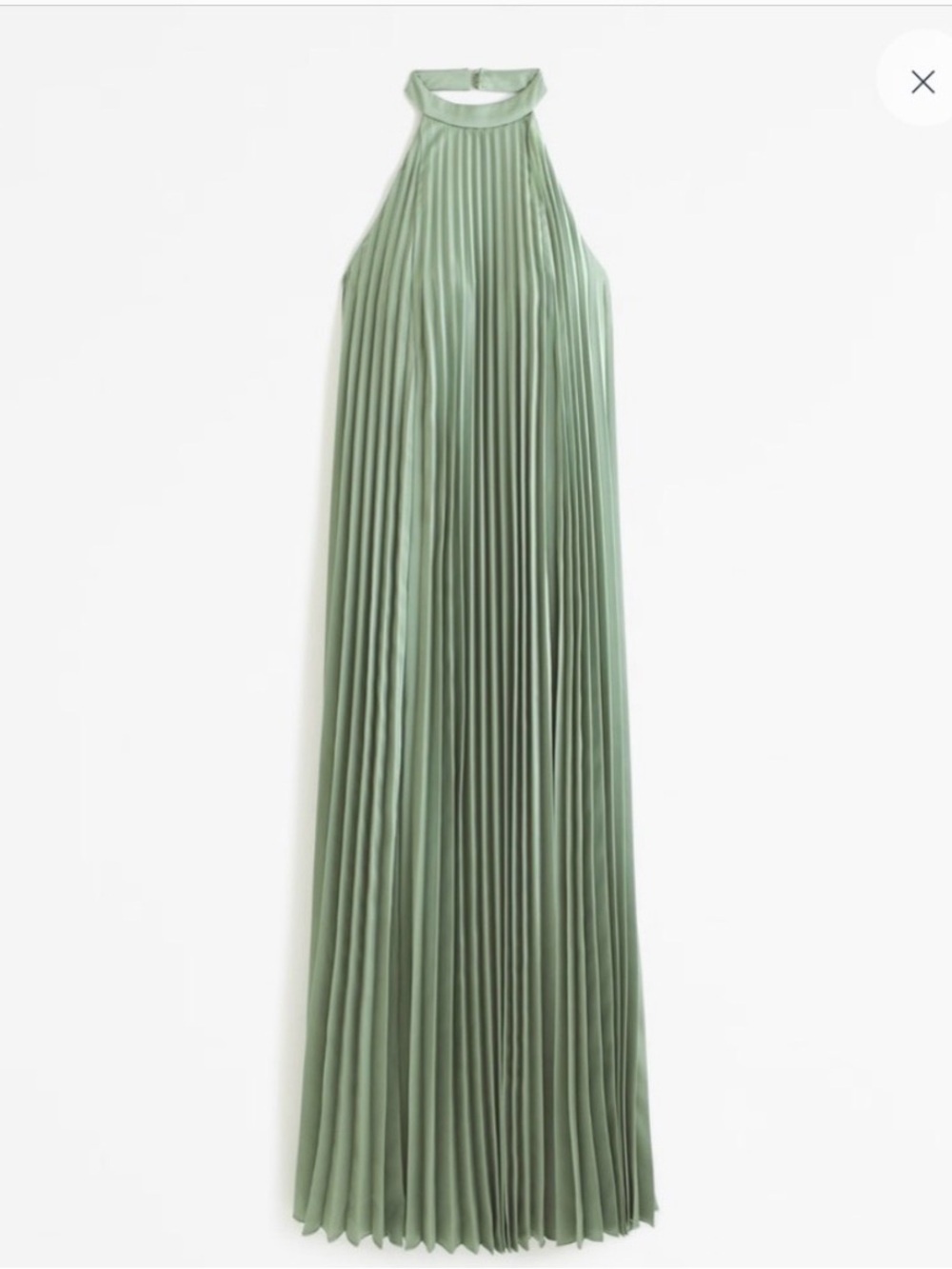 Abercrombie & Fitch Sage Green Pleated Halter Maxi Dress